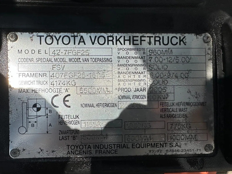 Toyota 2.5 ton Triplex Freelift Sideshift LPG Heftruck - מלגזת LPG: תמונה 4 Toyota 2.5 ton Triplex Freelift Sideshift LPG Heftruck - מלגזת LPG: תמונה 4