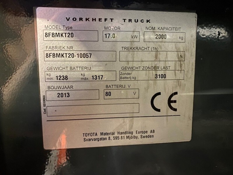 Toyota 2 ton Traigo 20 Duplex Freelift Sideshift Elektra Heftruck - מלגזה חשמלית: תמונה 5 Toyota 2 ton Traigo 20 Duplex Freelift Sideshift Elektra Heftruck - מלגזה חשמלית: תמונה 5