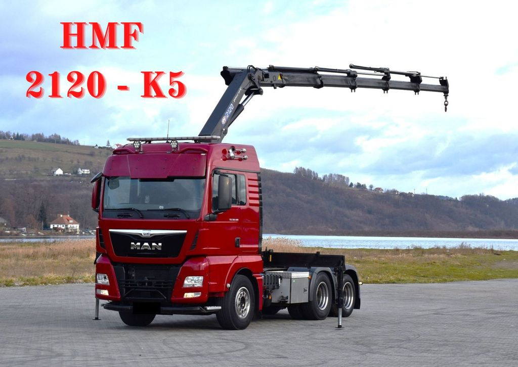 MAN TGX 28.480 Sattelzugmaschine + HMF 2120 K5/FUNK - משאית מנוף: תמונה 1 MAN TGX 28.480 Sattelzugmaschine + HMF 2120 K5/FUNK - משאית מנוף: תמונה 1