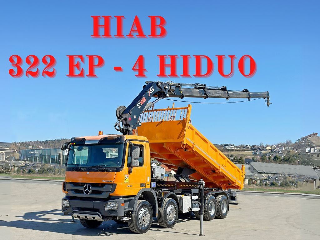 Mercedes-Benz ACTROS 3241 * HIAB 322 EP-4 HIDUO + FUNK / 8x4 - מזהיר, משאית מנוף: תמונה 1 Mercedes-Benz ACTROS 3241 * HIAB 322 EP-4 HIDUO + FUNK / 8x4 - מזהיר, משאית מנוף: תמונה 1