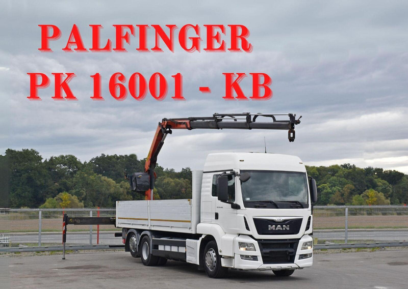 MAN TGS 26.440 * PRITSCHE 6,90 m + PK 16001 - K - משאית צד נופל/ שטוחה, משאית מנוף: תמונה 1 MAN TGS 26.440 * PRITSCHE 6,90 m + PK 16001 - K - משאית צד נופל/ שטוחה, משאית מנוף: תמונה 1