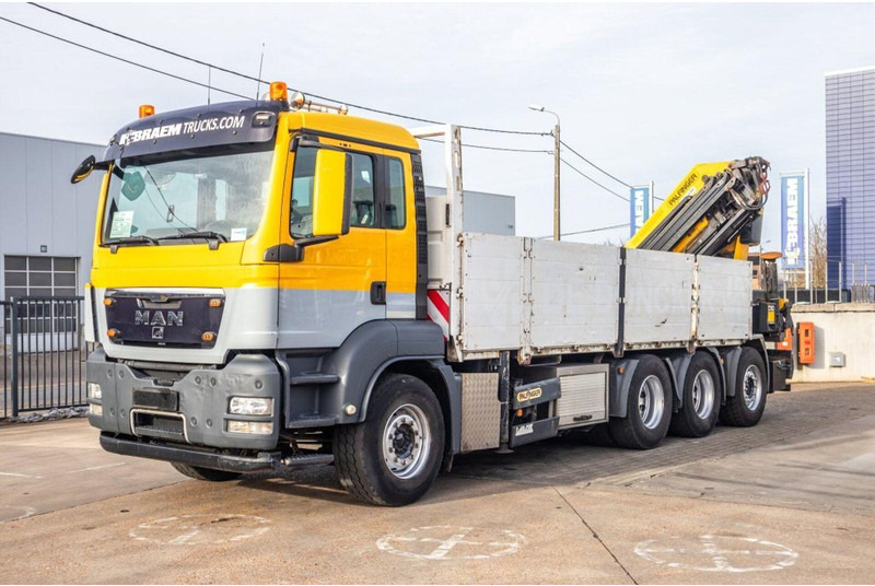 MAN TGS 35.440 8x4 Crane Palfinger PK 42002-SH - משאית צד נופל/ שטוחה, משאית מנוף: תמונה 1 MAN TGS 35.440 8x4 Crane Palfinger PK 42002-SH - משאית צד נופל/ שטוחה, משאית מנוף: תמונה 1