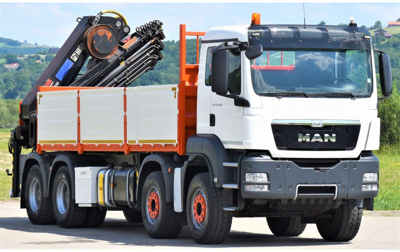 MAN TGS 35.440 * HIAB 322 EP-5HIPRO+FUNK / 8x4! - משאית צד נופל/ שטוחה, משאית מנוף: תמונה 1 MAN TGS 35.440 * HIAB 322 EP-5HIPRO+FUNK / 8x4! - משאית צד נופל/ שטוחה, משאית מנוף: תמונה 1