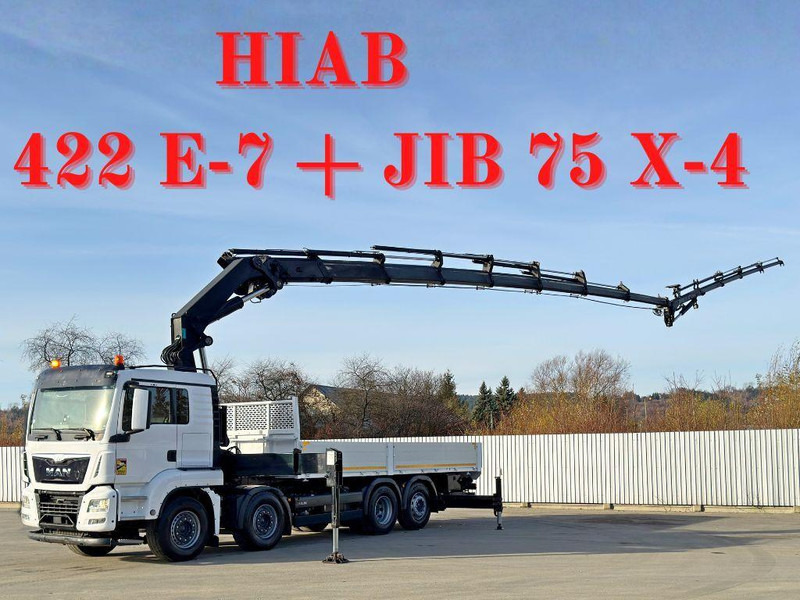 MAN TGS 35.440* HIAB 422 E-7 + JIB 75 X-4 + FUNK - משאית צד נופל/ שטוחה, משאית מנוף: תמונה 1 MAN TGS 35.440* HIAB 422 E-7 + JIB 75 X-4 + FUNK - משאית צד נופל/ שטוחה, משאית מנוף: תמונה 1