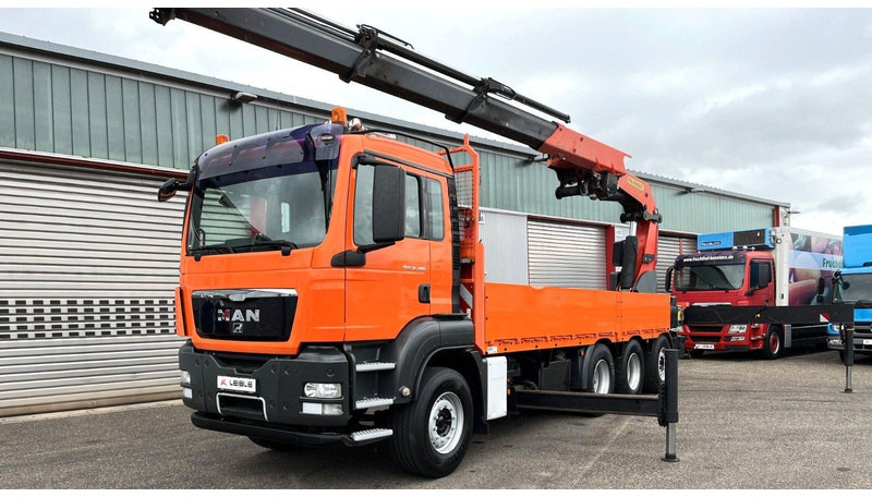 MAN TGS 35.480 8x4 Crane Palfinger PK 50002EH - משאית צד נופל/ שטוחה, משאית מנוף: תמונה 1 MAN TGS 35.480 8x4 Crane Palfinger PK 50002EH - משאית צד נופל/ שטוחה, משאית מנוף: תמונה 1