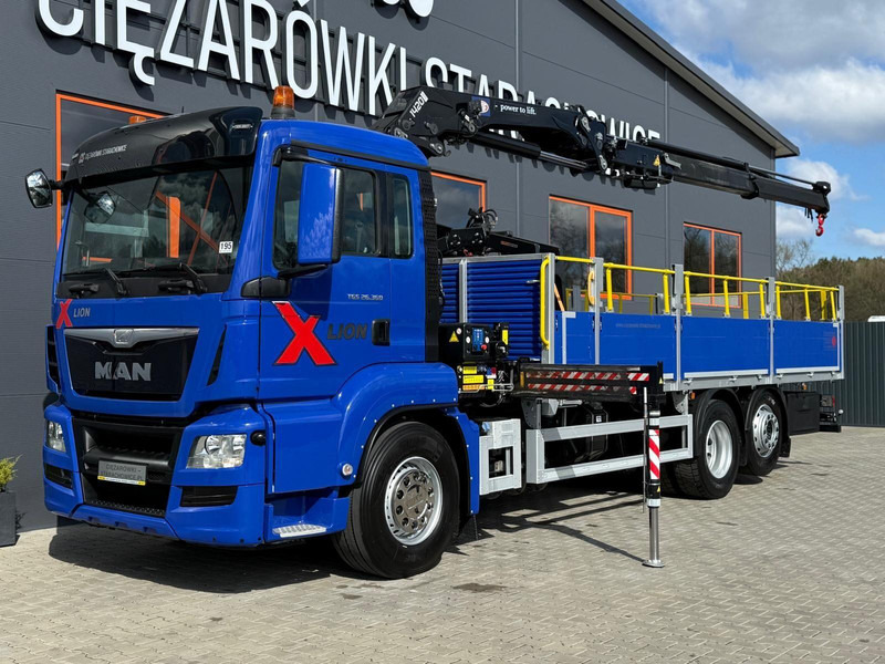 MAN TGS TGX 26.360 / E6 / 143tys km !!! skrzynia + żuraw HMF / manua - משאית צד נופל/ שטוחה, משאית מנוף: תמונה 1 MAN TGS TGX 26.360 / E6 / 143tys km !!! skrzynia + żuraw HMF / manua - משאית צד נופל/ שטוחה, משאית מנוף: תמונה 1