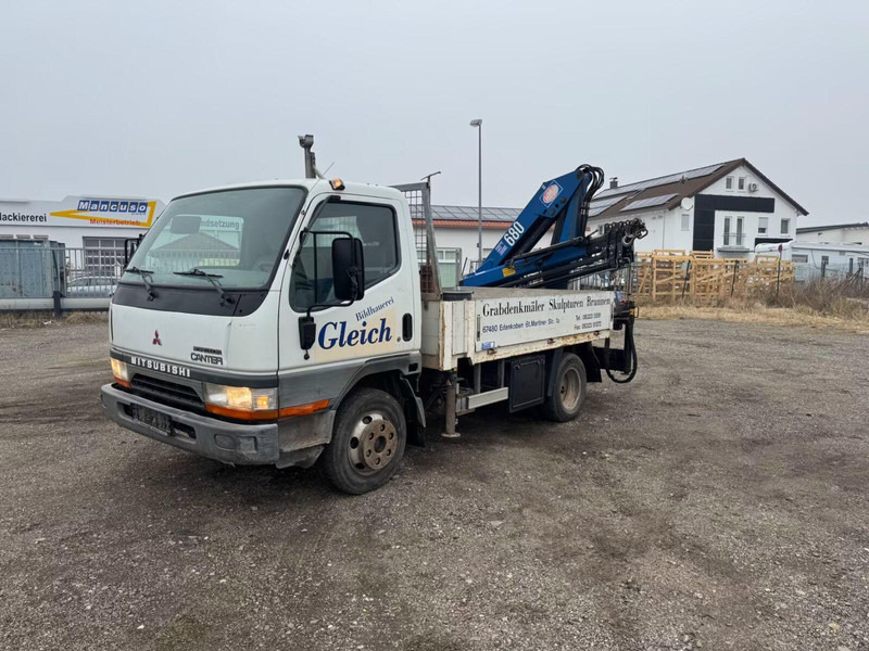 Mitsubishi Canter FE649 - Flatbed truck + crane - משאית צד נופל/ שטוחה, משאית מנוף: תמונה 1 Mitsubishi Canter FE649 - Flatbed truck + crane - משאית צד נופל/ שטוחה, משאית מנוף: תמונה 1