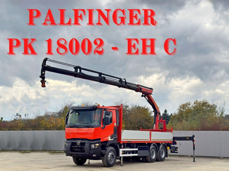 Renault C430 * PALFINGER PK 18002 - EHC + FUNK/ 6x4 - משאית צד נופל/ שטוחה, משאית מנוף: תמונה 1 Renault C430 * PALFINGER PK 18002 - EHC + FUNK/ 6x4 - משאית צד נופל/ שטוחה, משאית מנוף: תמונה 1