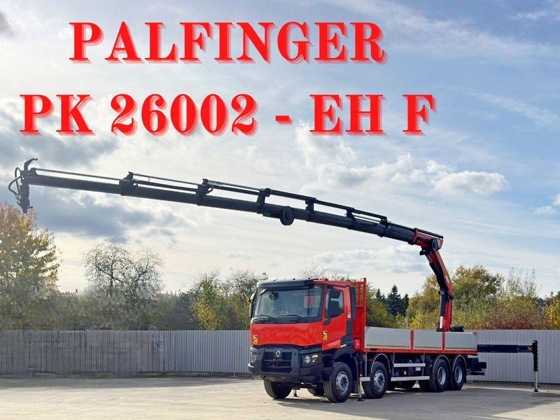 Renault C430 * PALFINGER PK 26002 - EH F + FUNK/ 8x4 - משאית צד נופל/ שטוחה, משאית מנוף: תמונה 1 Renault C430 * PALFINGER PK 26002 - EH F + FUNK/ 8x4 - משאית צד נופל/ שטוחה, משאית מנוף: תמונה 1