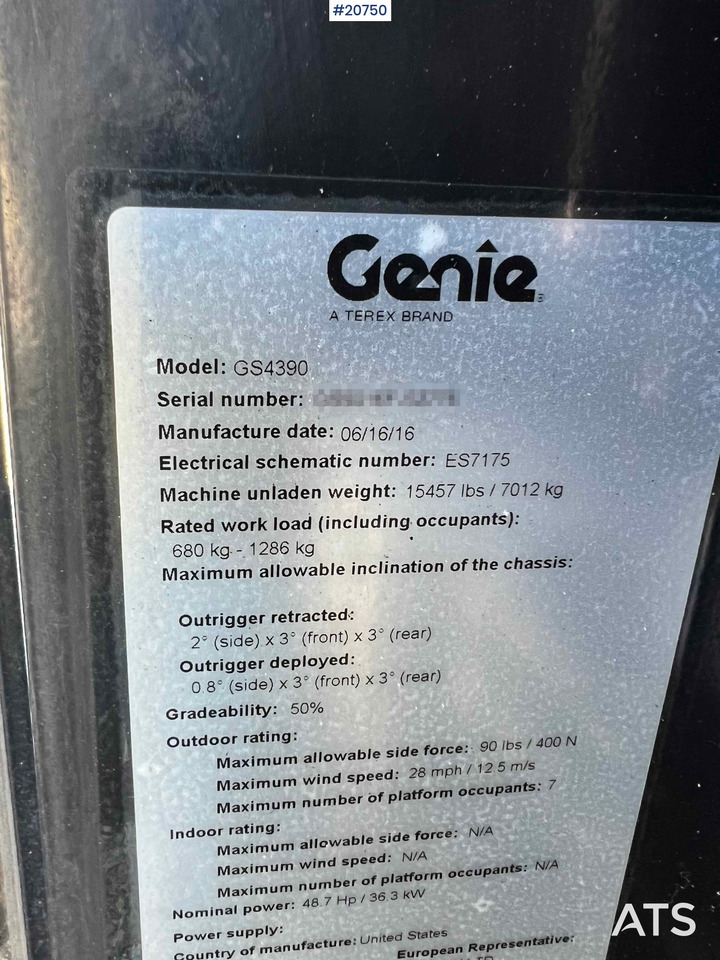 מעלית מספריים Genie GS4390: תמונה 34