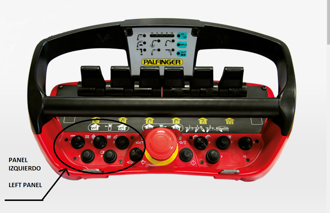 Left lateral panel with buttons radio remote Scanreco RC400 - מערכת חשמל עבור עגורן מעמיס: תמונה 4 Left lateral panel with buttons radio remote Scanreco RC400 - מערכת חשמל עבור עגורן מעמיס: תמונה 4