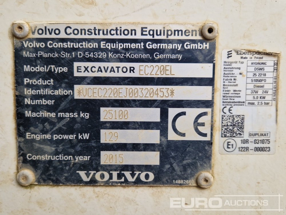 מחפר סורק 2015 Volvo EC220EL: תמונה 48