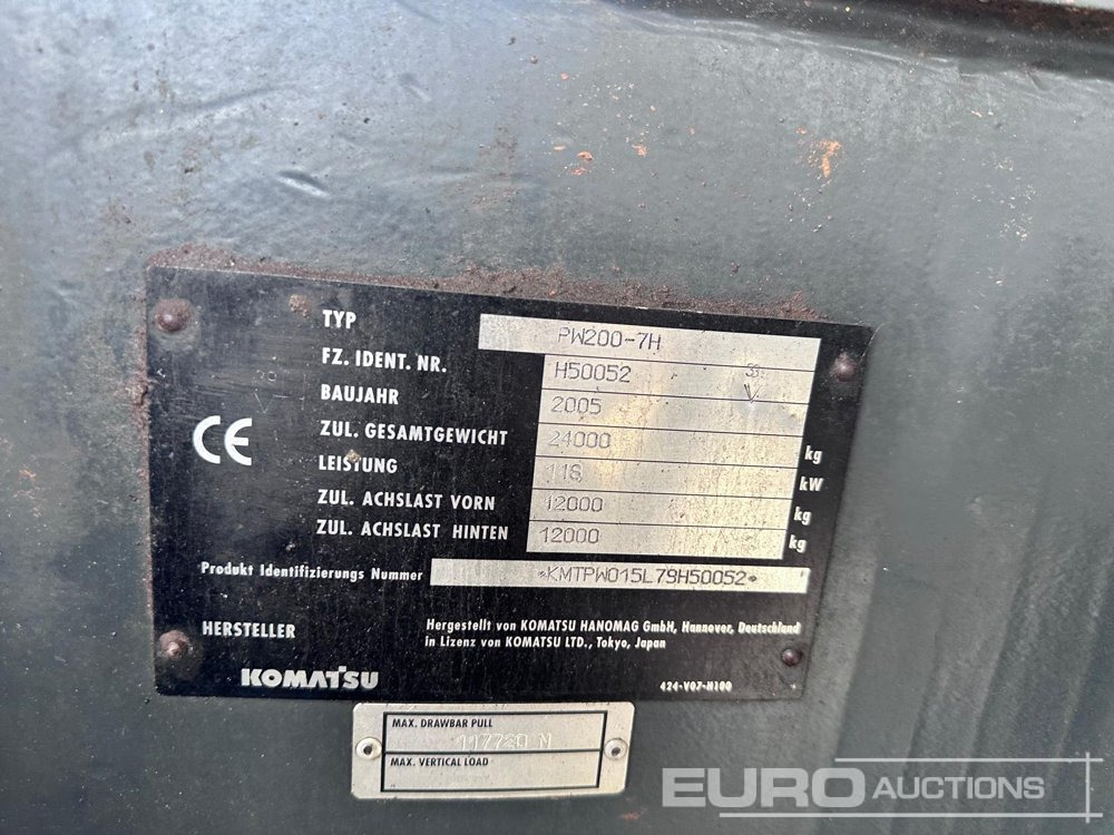 Komatsu PW200-7H - מחפר גלגלים: תמונה 2 Komatsu PW200-7H - מחפר גלגלים: תמונה 2