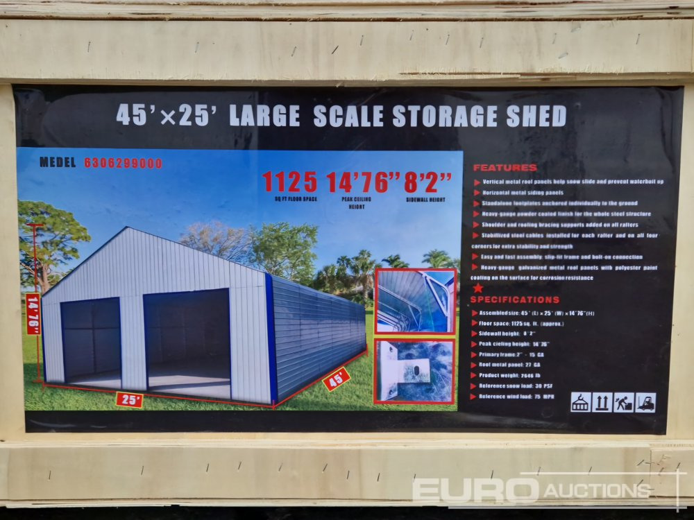 Unused 2025 45’x25’x14’76" Large Scale Storage Shed - מכולת בנייה: תמונה 2 Unused 2025 45’x25’x14’76" Large Scale Storage Shed - מכולת בנייה: תמונה 2