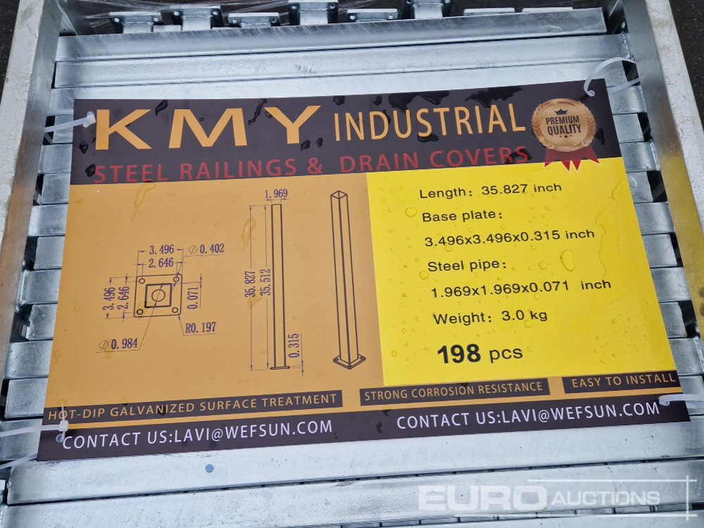 Unused 2025 KMY INDUSTRIAL Iron Post , Unused Hot-Dip Galvanized Iron Post, Length 35.827", Structural Support For Fencing, Guardrails & Stair Systems - מכולת בנייה: תמונה 5 Unused 2025 KMY INDUSTRIAL Iron Post , Unused Hot-Dip Galvanized Iron Post, Length 35.827", Structural Support For Fencing, Guardrails & Stair Systems - מכולת בנייה: תמונה 5