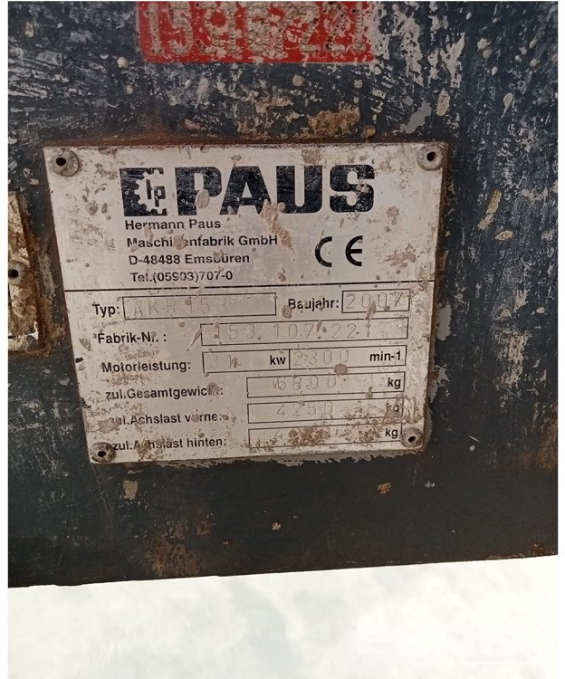 2007 Paus AKR 153 - מיני מסיר פסולת: תמונה 3 2007 Paus AKR 153 - מיני מסיר פסולת: תמונה 3