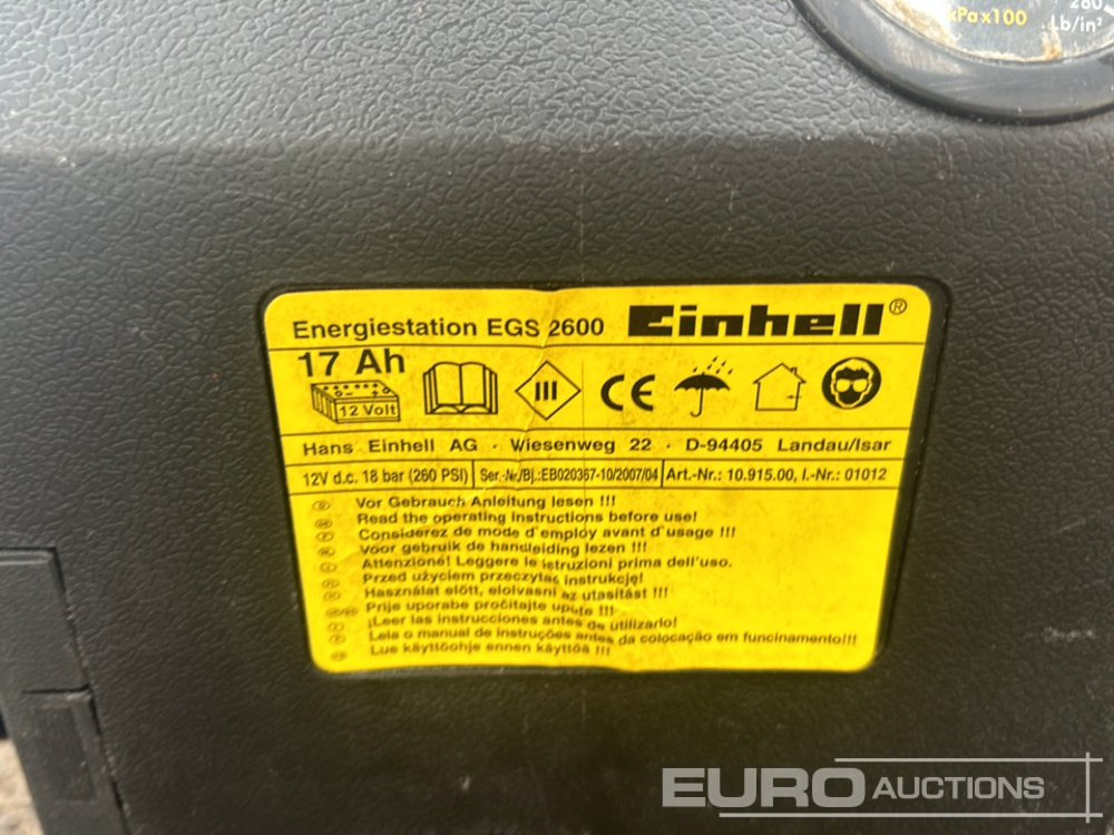 ציוד בנייה Einhell 12V 2 in 1 Battery Starter, Compressor, Charger: תמונה 7