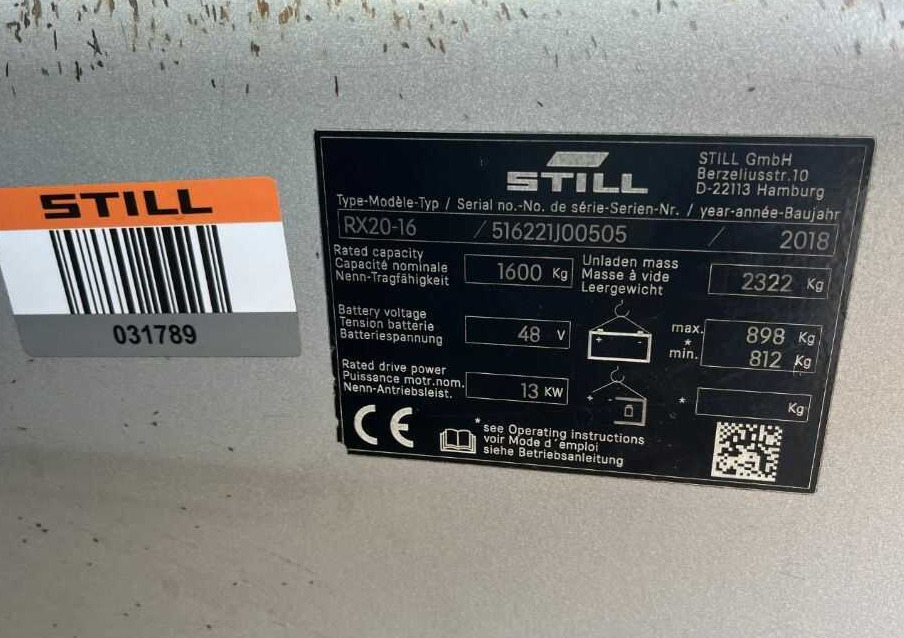 Still RX20-16 - מלגזה חשמלית: תמונה 4 Still RX20-16 - מלגזה חשמלית: תמונה 4