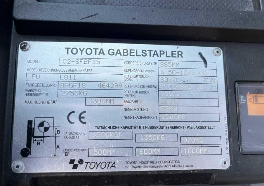 Toyota 8FGF15 - מלגזת LPG: תמונה 4 Toyota 8FGF15 - מלגזת LPG: תמונה 4