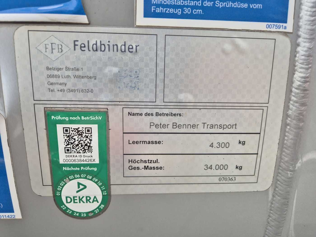 סמיטריילר מכל Feldbinder TSA 30.3 Gefahrgut ADR, 1 Kammer 30.000 Liter: תמונה 15