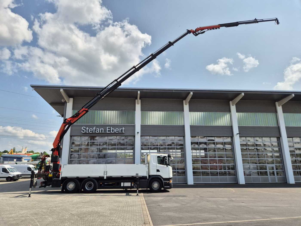 משאית צד נופל/ שטוחה, משאית מנוף Scania G410 LB6x2*4HNB Palfinger PK 34002-SH E+JIB: תמונה 1