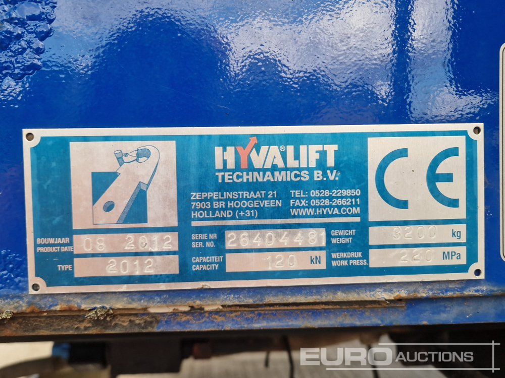 מערכת הרמת וו/ מעמיס דילוג 2012 Hyvalift Body to suit Skip Loader Lorry: תמונה 21