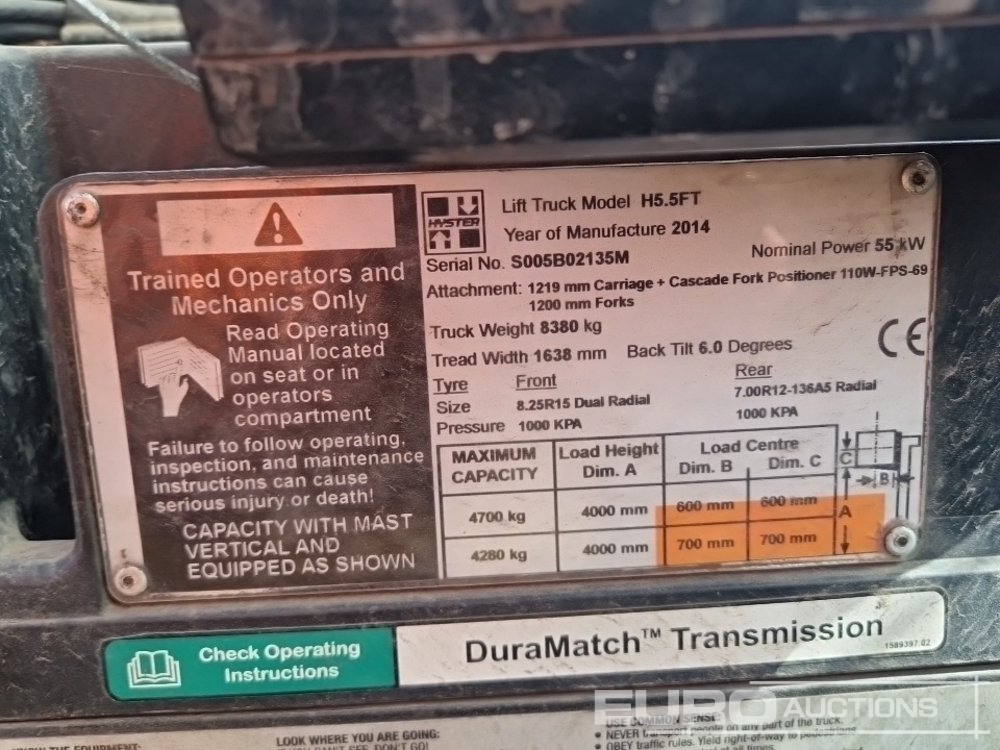 מלגזה 2014 Hyster H5.5FT: תמונה 36