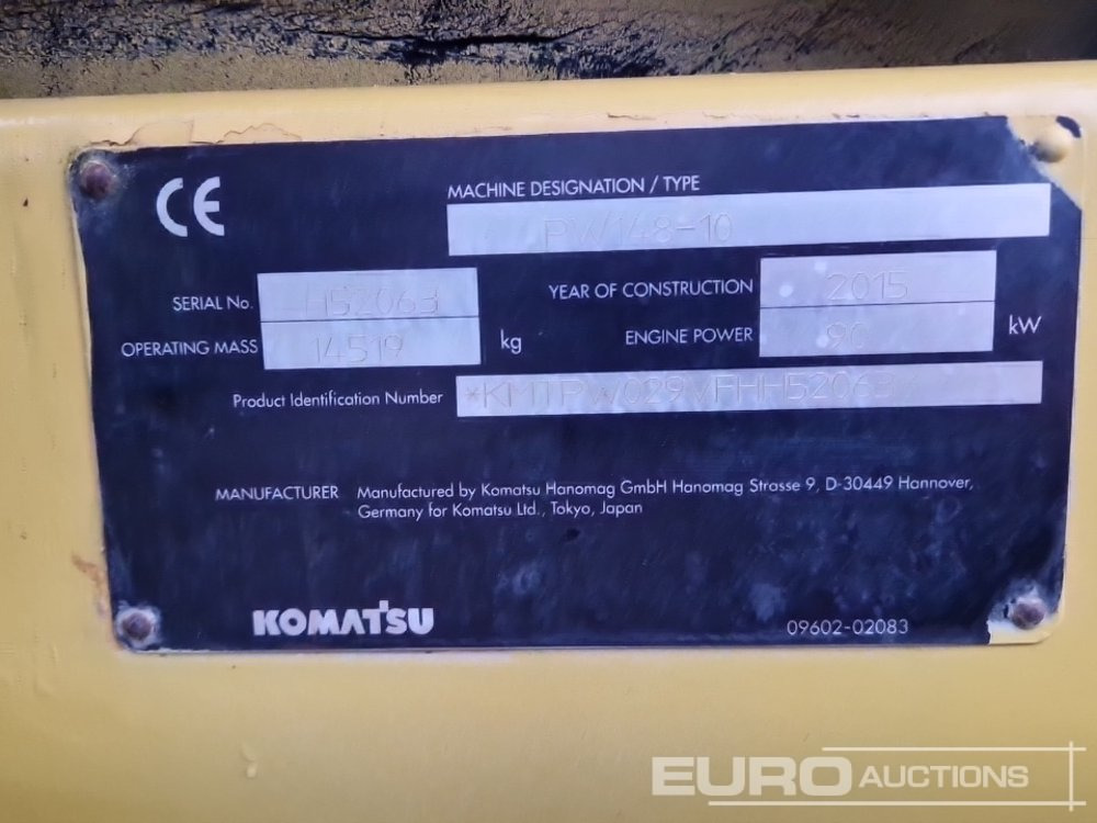 מחפר גלגלים 2015 Komatsu PW148-10: תמונה 48 מחפר גלגלים 2015 Komatsu PW148-10: תמונה 48