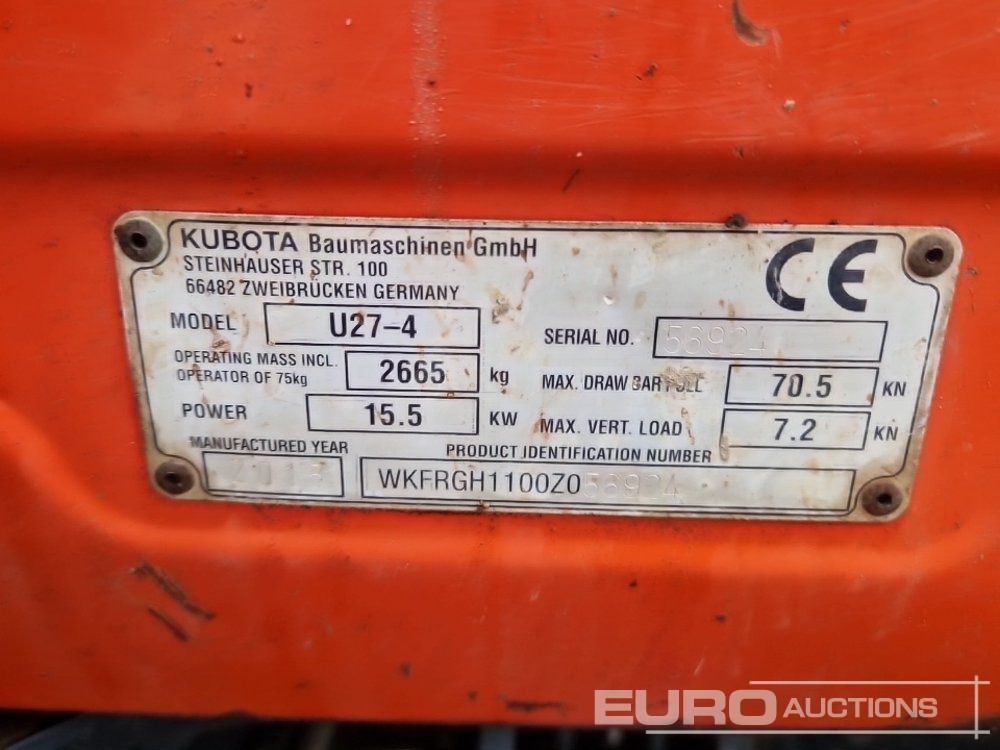 מיני מחפר 2015 Kubota U27-4: תמונה 41