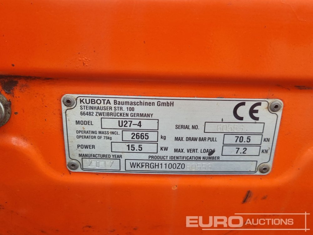 מיני מחפר 2017 Kubota U27-4: תמונה 44