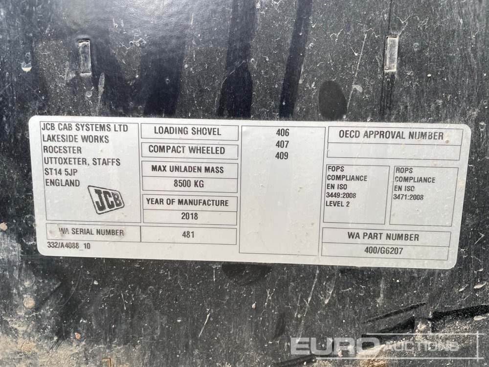 2018 JCB 406 - מעמיס גלגלים: תמונה 2 2018 JCB 406 - מעמיס גלגלים: תמונה 2