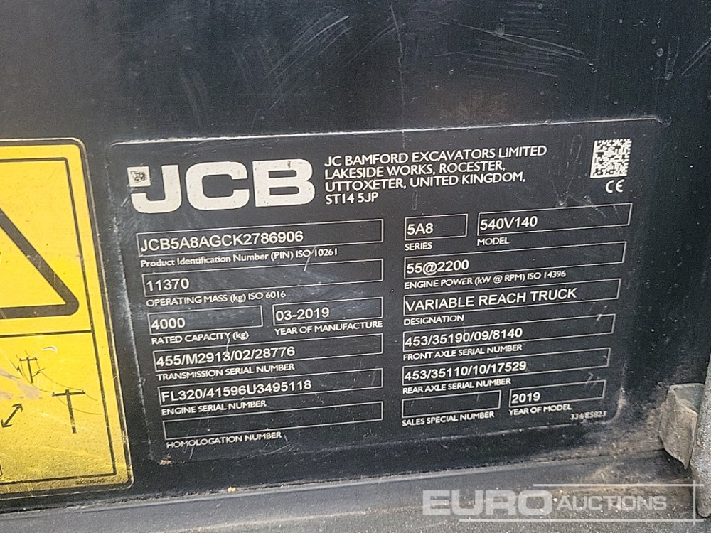 מפעיל טלסקופי 2019 JCB 540-140 Hi Viz: תמונה 42