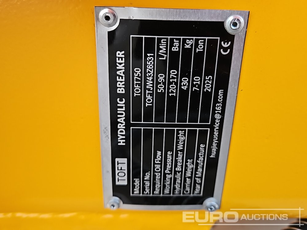 פטיש הידרולי Unused 2025 Toft 750: תמונה 15 פטיש הידרולי Unused 2025 Toft 750: תמונה 15