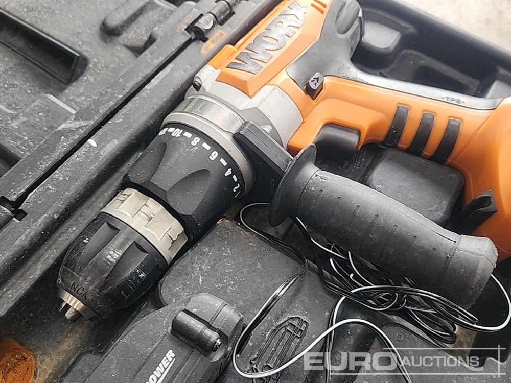 ציוד בנייה Worx 18 Volt Cordless Drill, 2 Batterys, Charger: תמונה 6