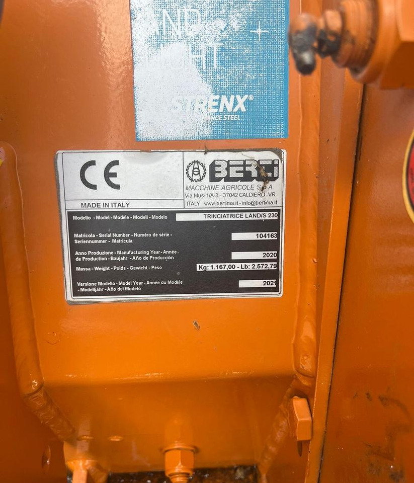 Trincia usata Berti Land/s 230 - מכסחת תבואה: תמונה 5 Trincia usata Berti Land/s 230 - מכסחת תבואה: תמונה 5