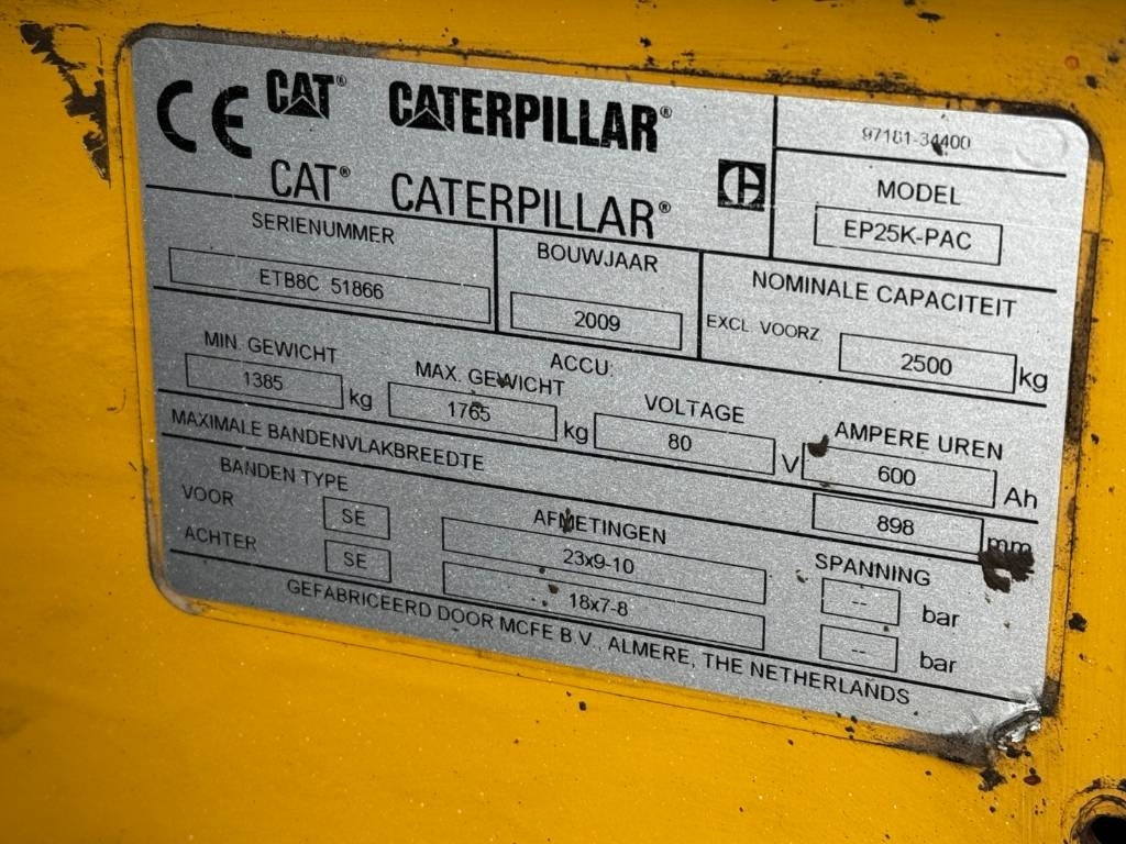 מלגזה חשמלית CAT EP25K, forklift, 2009!!: תמונה 8 מלגזה חשמלית CAT EP25K, forklift, 2009!!: תמונה 8