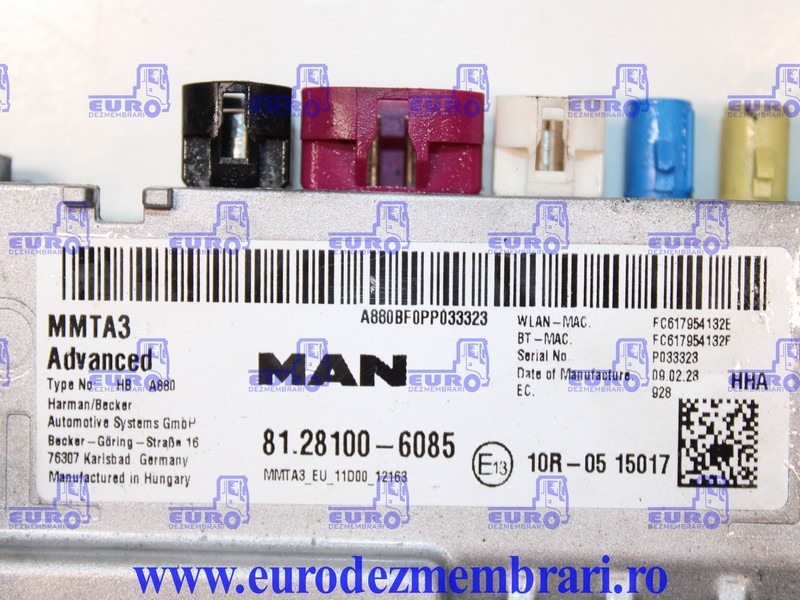 CALCULATOR UNITATE MULTIMEDIA MMTA3 MAN TGX TG3 81.28100.6085 - ECU עבור משאית: תמונה 3 CALCULATOR UNITATE MULTIMEDIA MMTA3 MAN TGX TG3 81.28100.6085 - ECU עבור משאית: תמונה 3