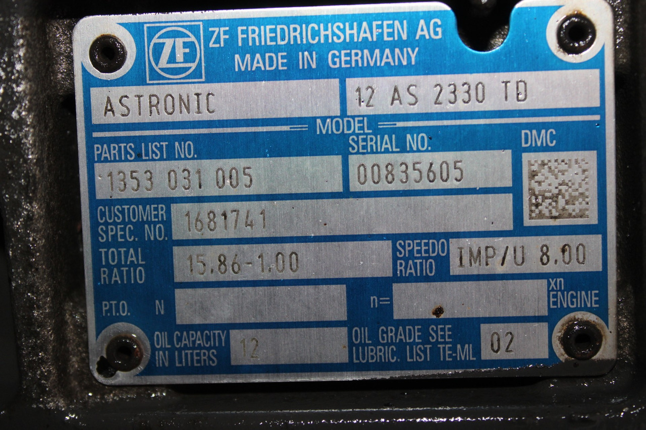 CUTIE DE VITEZE DAF AUTOMATA 12AS 2330 TD R-15,86-1,00 1681741 - תיבת הילוכים עבור משאית: תמונה 5 CUTIE DE VITEZE DAF AUTOMATA 12AS 2330 TD R-15,86-1,00 1681741 - תיבת הילוכים עבור משאית: תמונה 5