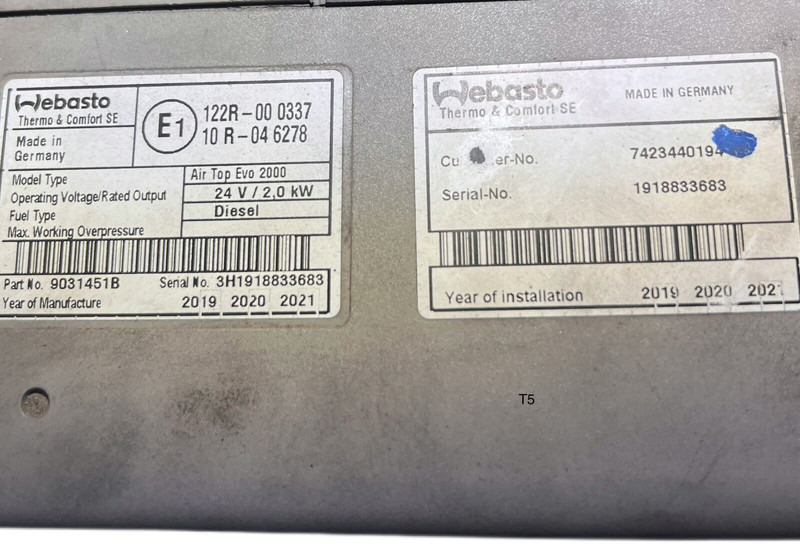 Renault Webasto Air Top Evo 2000 - חימום/ אוורור: תמונה 2 Renault Webasto Air Top Evo 2000 - חימום/ אוורור: תמונה 2