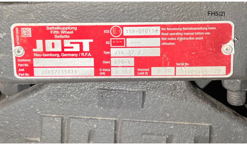 Jost JSK 37 C - מצמד גלגל חמישי: תמונה 2 Jost JSK 37 C - מצמד גלגל חמישי: תמונה 2