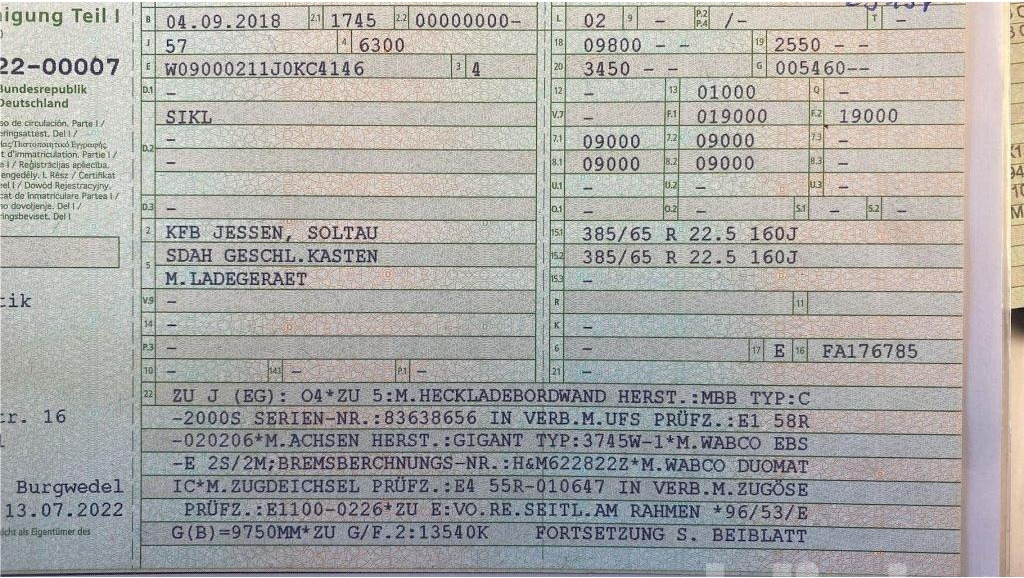 KFB ZAA18 PKL (2018) - קרון נגרר בתיבה סגורה: תמונה 5 KFB ZAA18 PKL (2018) - קרון נגרר בתיבה סגורה: תמונה 5