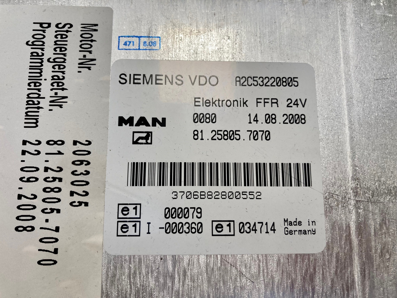 CENTRALINA FFR - MAN 81258057070 - SIEMENS VDO A2C53220805 - ECU: תמונה 3 CENTRALINA FFR - MAN 81258057070 - SIEMENS VDO A2C53220805 - ECU: תמונה 3
